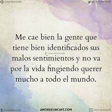 Me cae bien la gente que tiene bien identificados sus malos sentimientos y no va por la vida fingiendo qu… | Frases bonitas, Citas de psicología, Citas de emociones